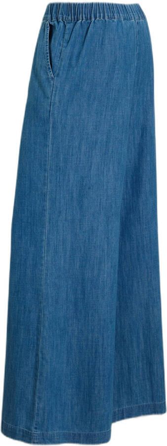 Anytime denim wide leg broek blauw