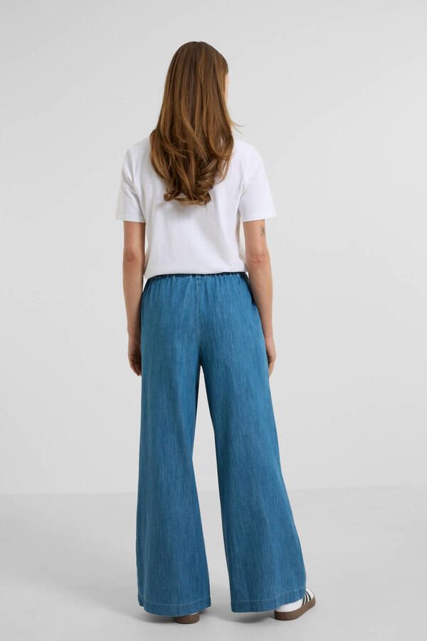 Anytime denim wide leg broek blauw - Foto 3