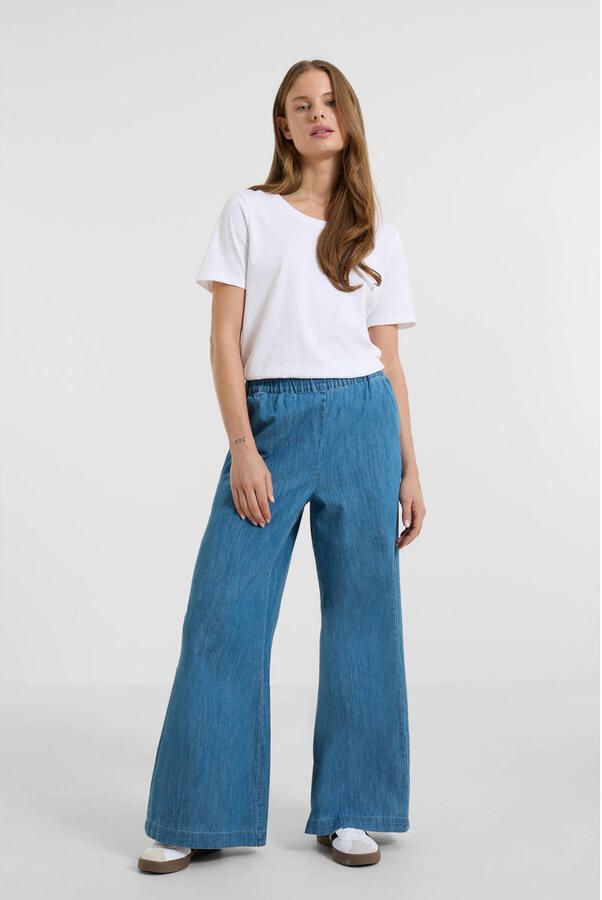 Anytime denim wide leg broek blauw - Foto 2
