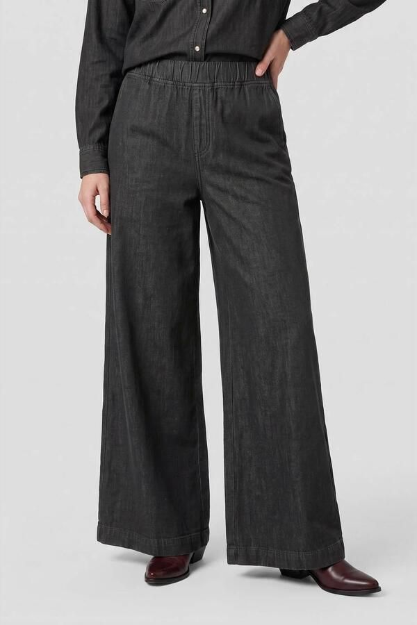 Anytime denim wide leg broek zwart