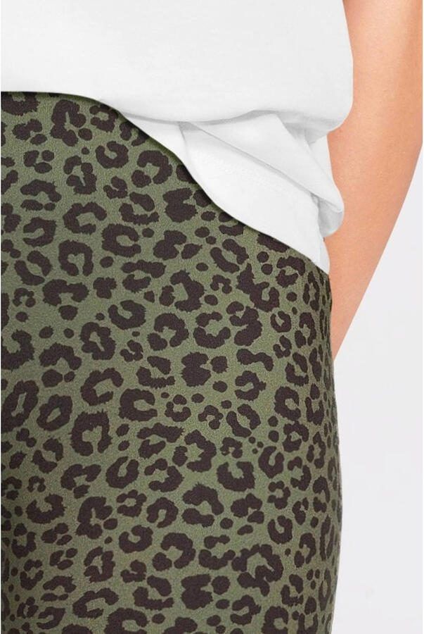 Anytime flared broek met panterprint khaki - Foto 2
