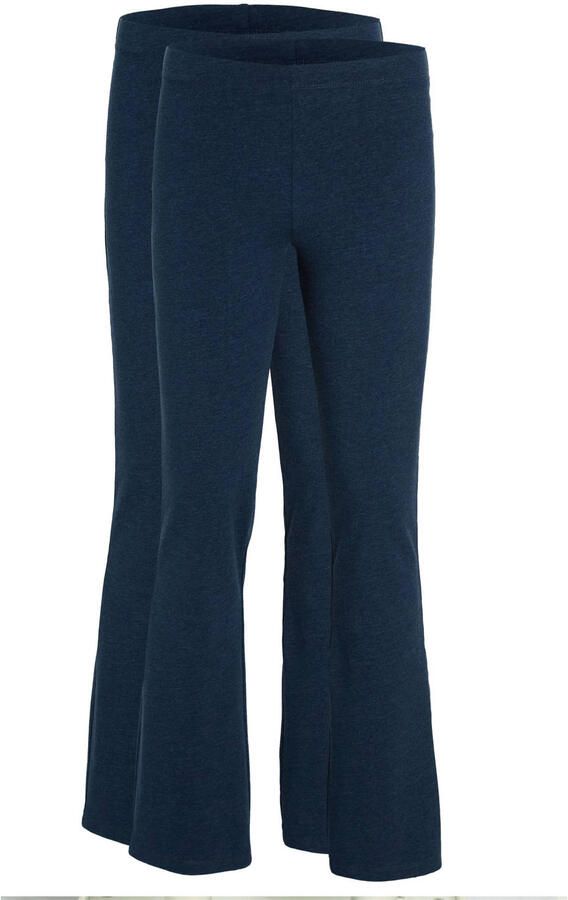 Anytime flared legging donkerblauw melange (set van 2)