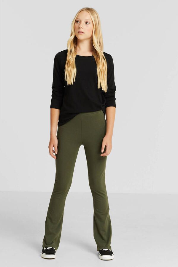 Anytime flared legging set van 2 khaki Broek Groen Meisjes Katoen Effen 110 116