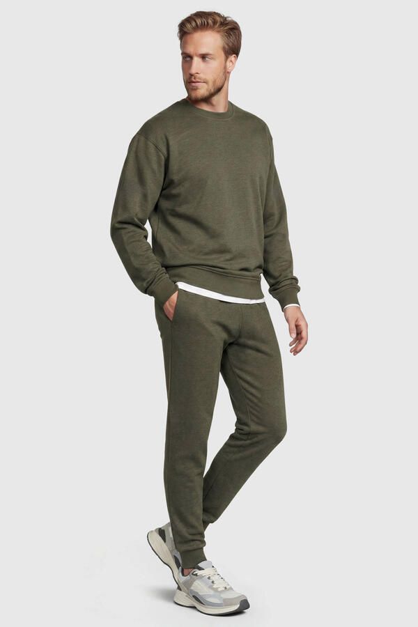Anytime fleece joggingbroek khaki melange - Foto 3