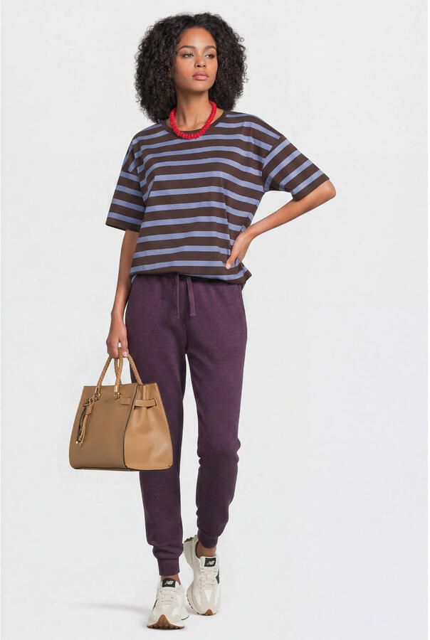Anytime fleece joggingbroek paars melange - Foto 2