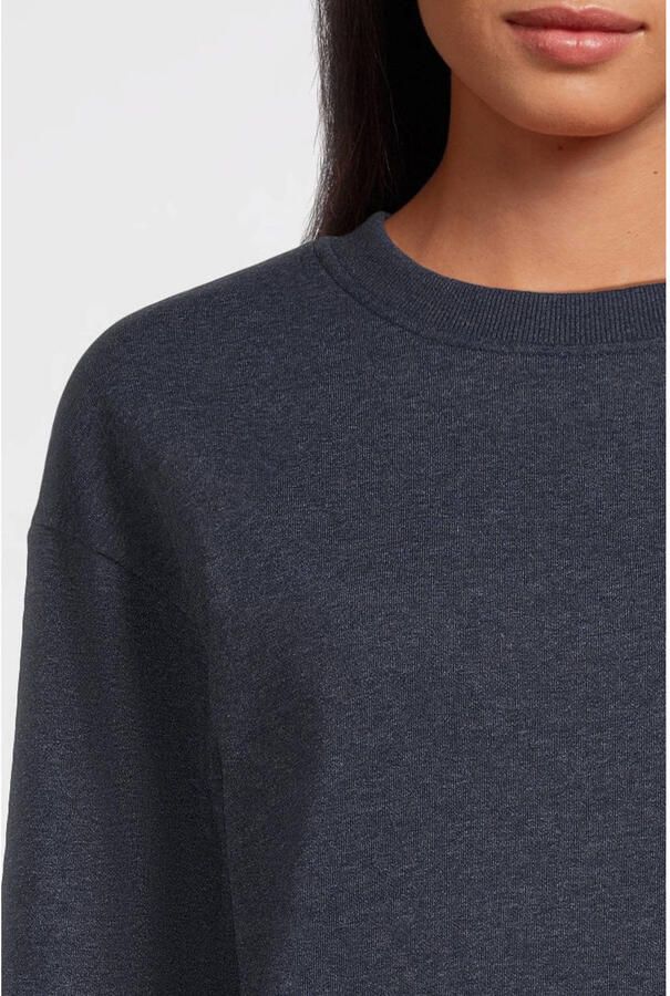 Anytime fleece sweater donkerblauw melange