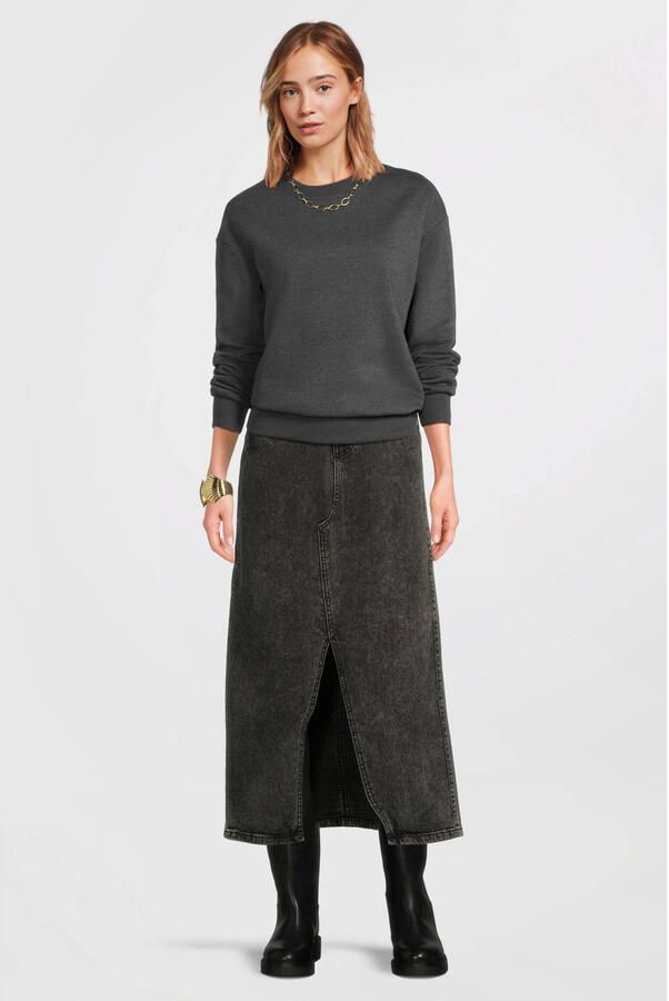 Anytime fleece sweater donkergrijs melange