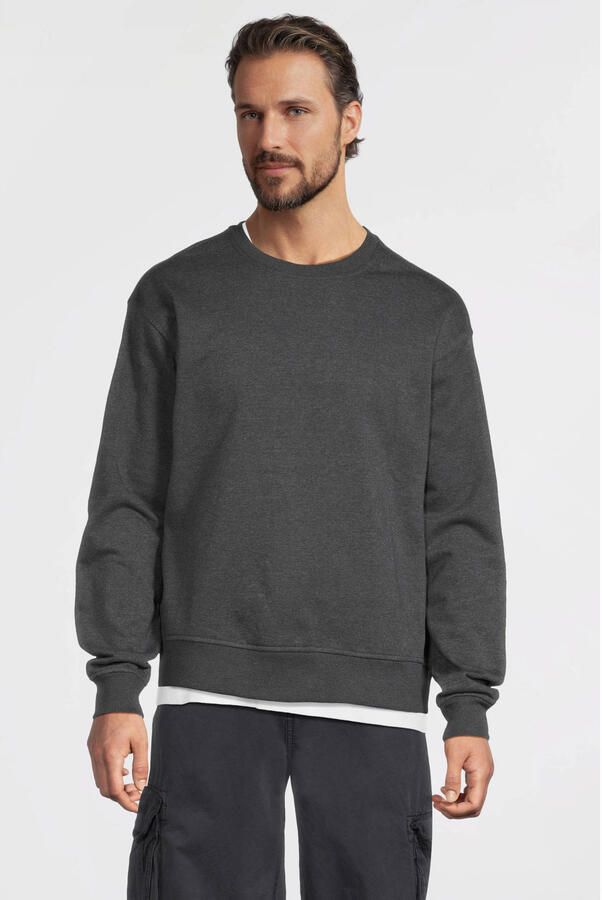 Anytime fleece sweater donkergrijs melange