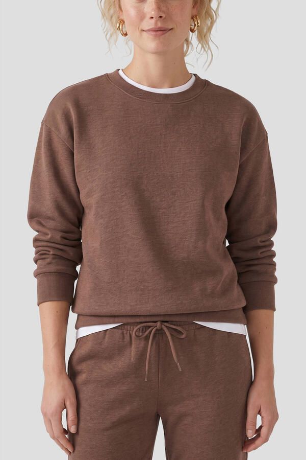Anytime fleece wide leg joggingbroek bruin - Foto 2