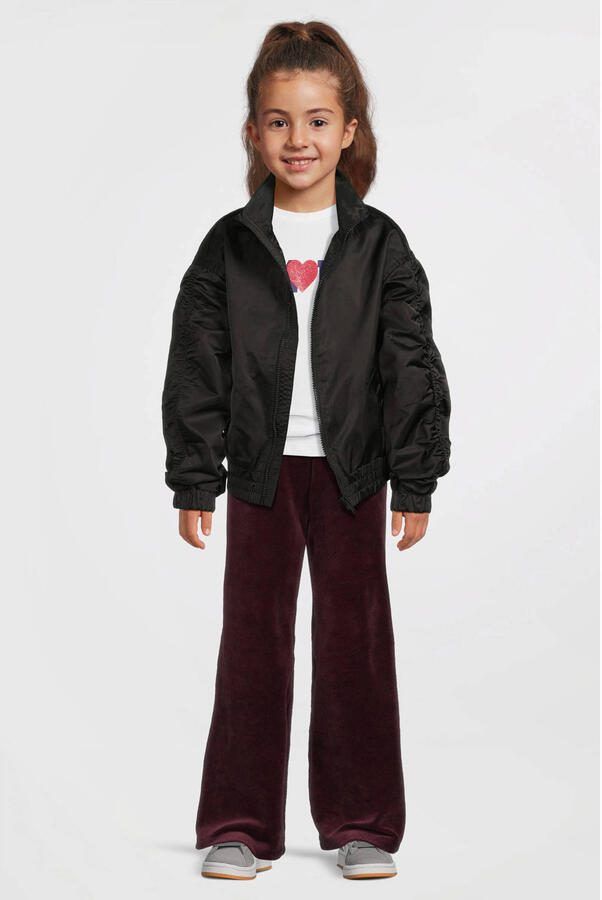 Anytime fluwelen wide leg broek bordeauxrood - Foto 2