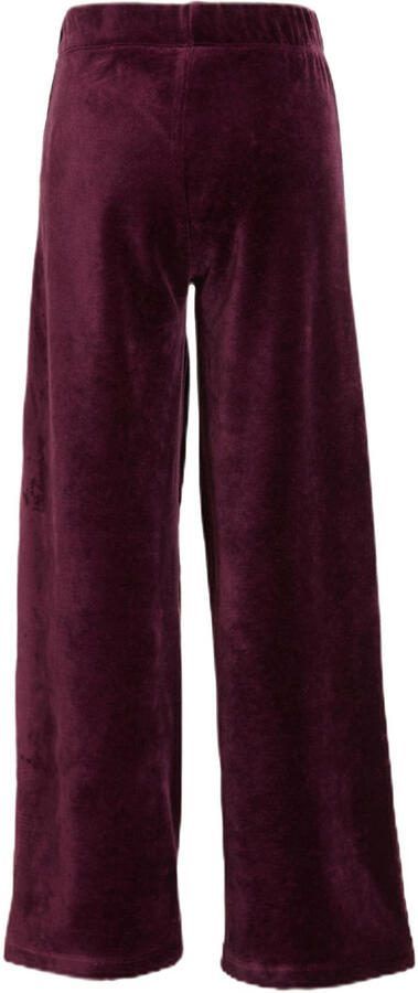 Anytime fluwelen wide leg broek bordeauxrood