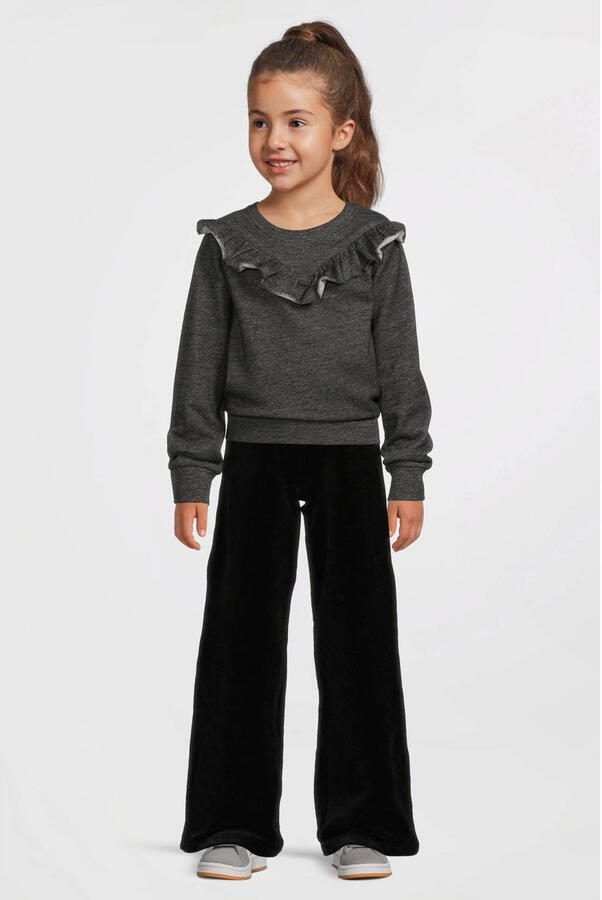 Anytime fluwelen wide leg broek zwart - Foto 2
