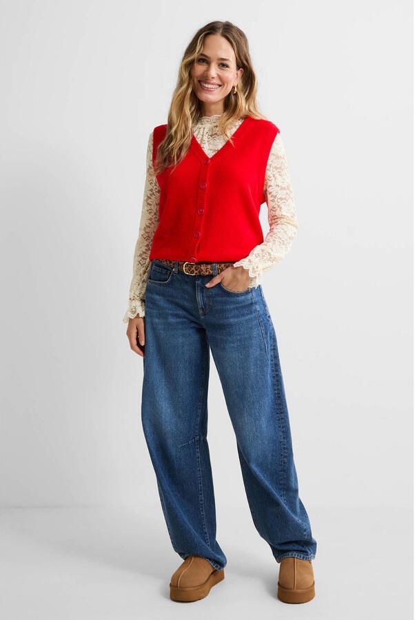 Anytime gebreide gilet rood