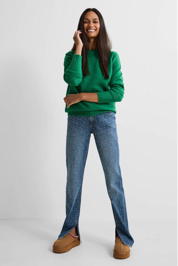 Anytime gebreide trui groen - Foto 2
