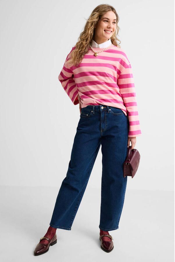 Anytime gestreepte sweater Roze