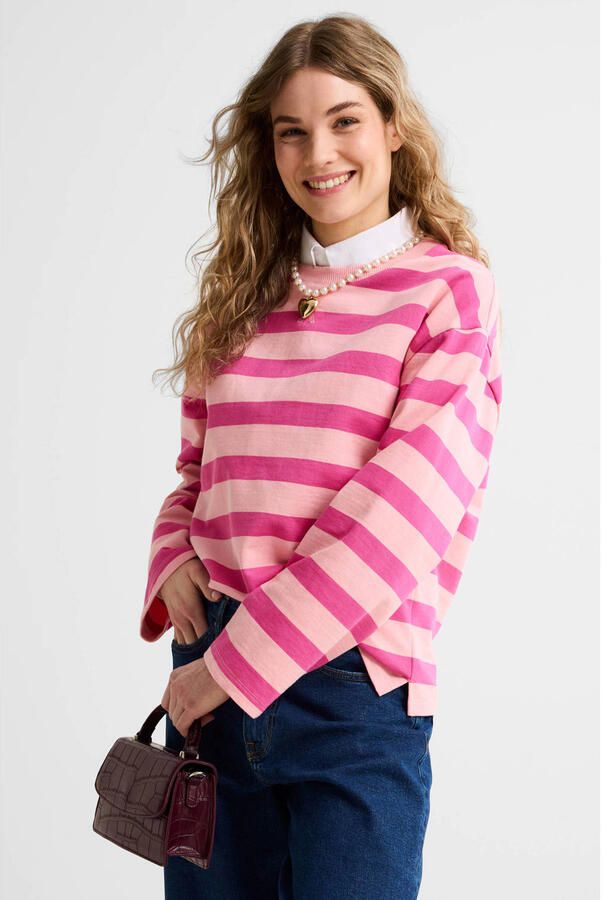 Anytime gestreepte sweater Roze - Foto 3