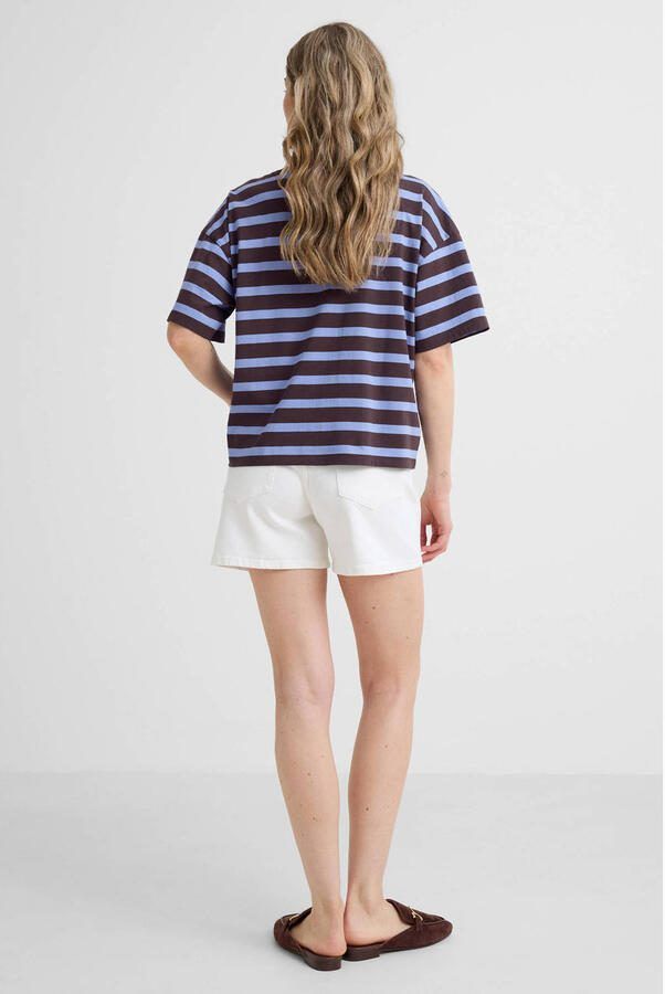Anytime gestreepte T-shirt blauw bruin - Foto 2