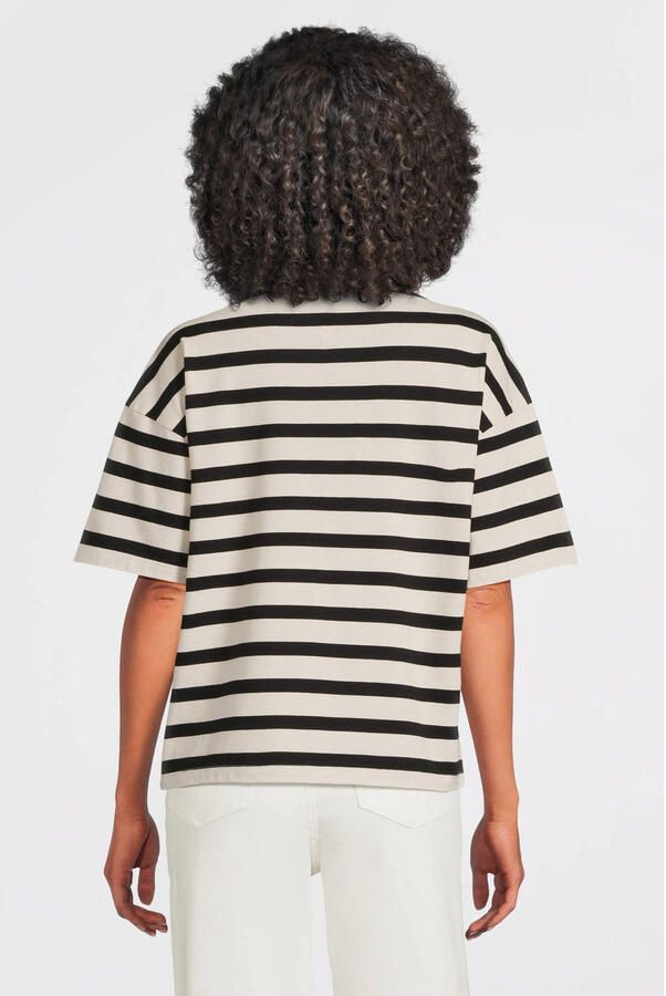 Anytime gestreepte T-shirt zwart off-white - Foto 2