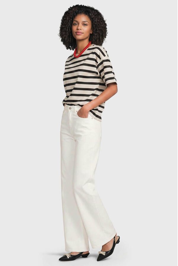 Anytime gestreepte T-shirt zwart off-white - Foto 3