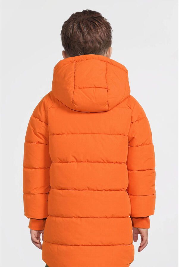 Anytime gewatteerde jas met capuchon oranje - Foto 3