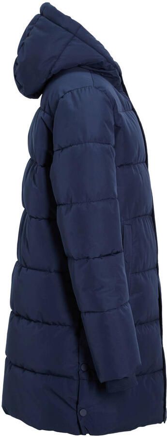 Anytime gewatteerde midi jas met capuchon donkerblauw - Foto 3