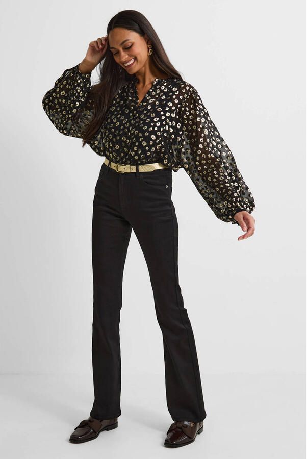 Anytime high waist flared jeans zwart