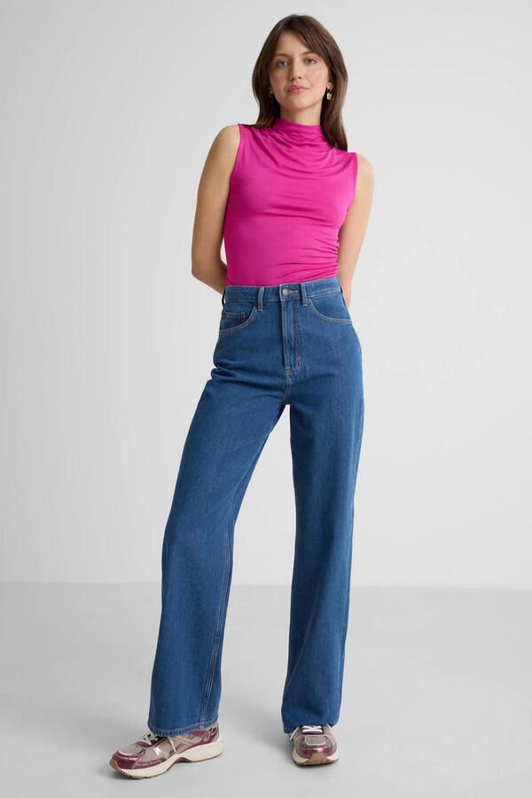Anytime high waist loose wide leg jeans mid blue