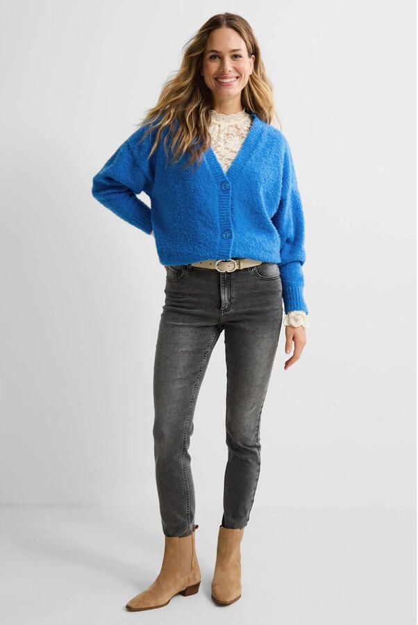 Anytime high waist skinny jeans lichtgrijs