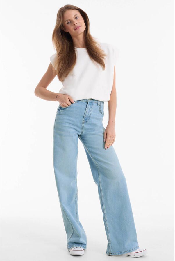 Anytime high waist wide leg jeans lichtblauw - Foto 2