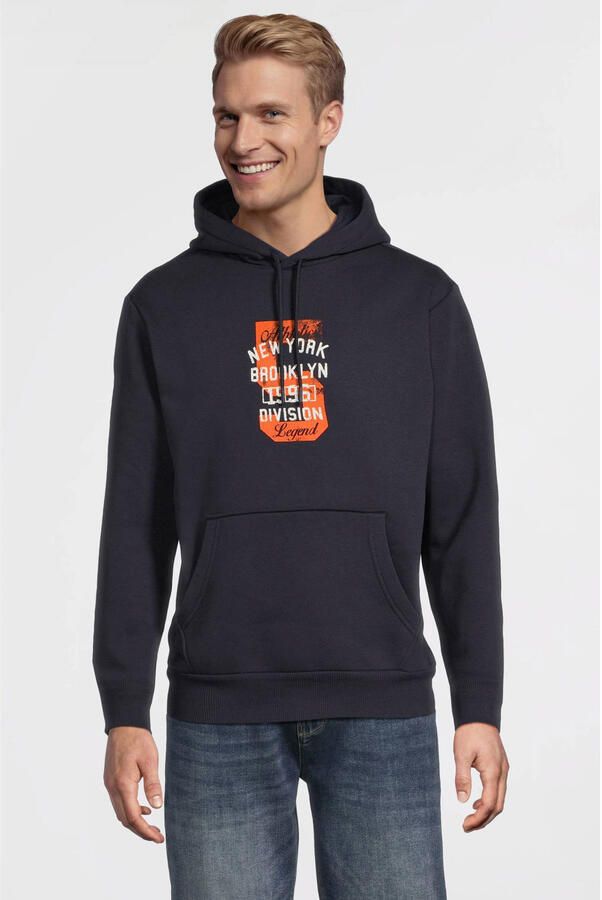 Anytime hoodie met printopdruk donkerblauw