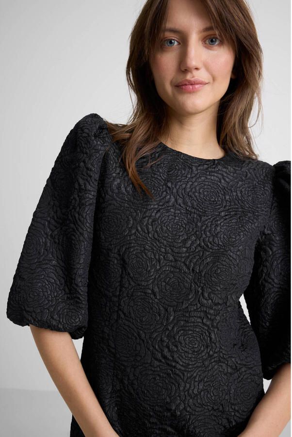 Anytime jacquard mini jurk donkerblauw - Foto 2