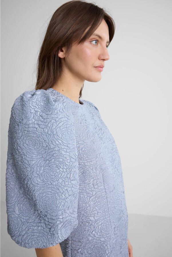 Anytime jacquard mini jurk lichtblauw - Foto 2