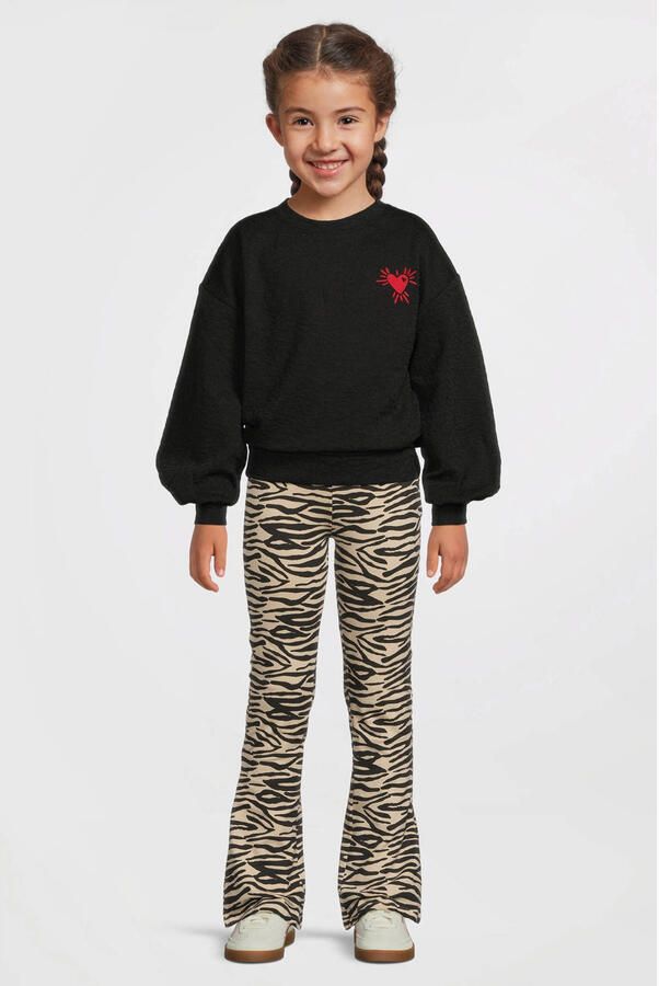 Anytime jacquard panterprint sweater zwart Meisjes Katoen Ronde hals Dierenprint - Foto 3