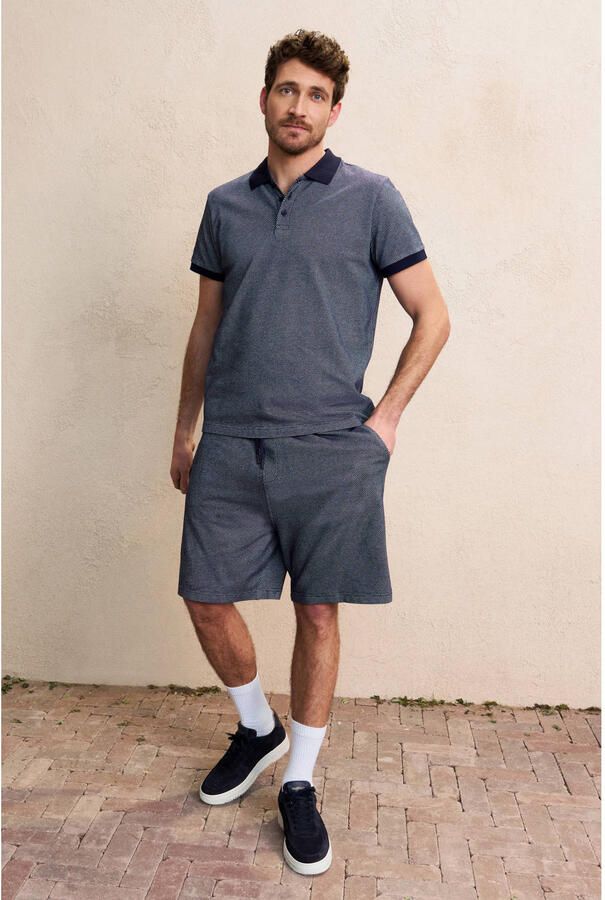 Anytime jacquard short marineblauw