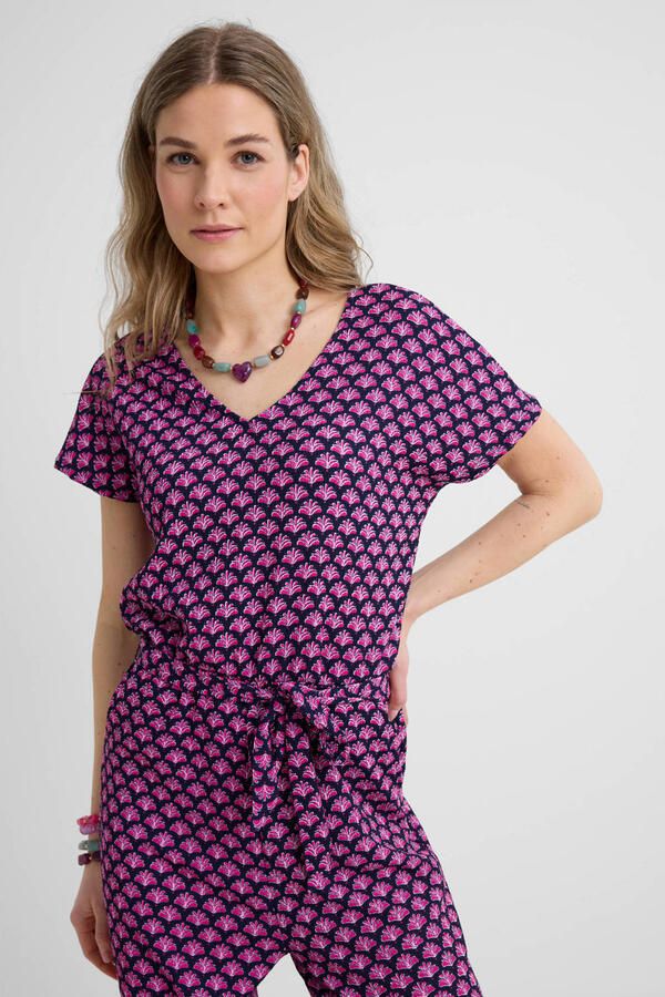Anytime jersey crinkle jumpsuit met all-over print