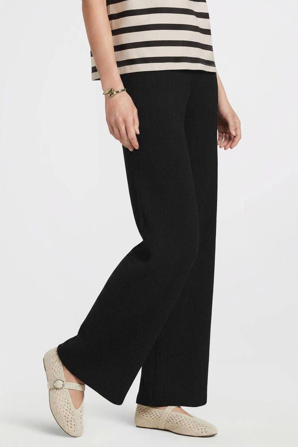 Anytime jersey crinkle wide leg broek zwart - Foto 2