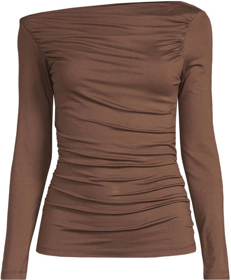 Anytime jersey top met gedrapeerd detail bruin