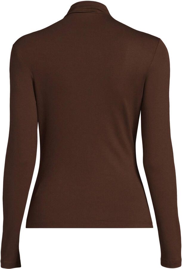 Anytime jersey top met gedrapeerd detail donkerbruin - Foto 2