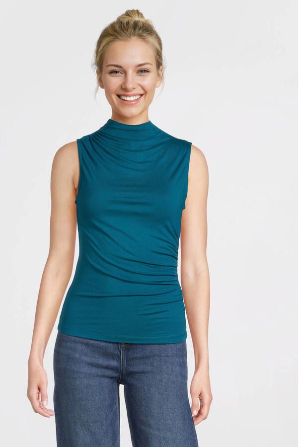 Anytime jersey top met gedrapeerd detail donkercyaan