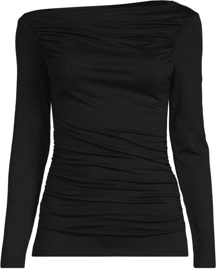 Anytime jersey top met gedrapeerd detail zwart