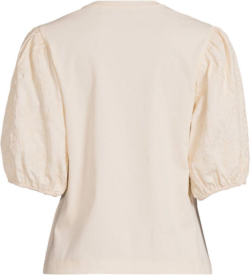 Anytime Jersey top met pofmouwen beige - Foto 2