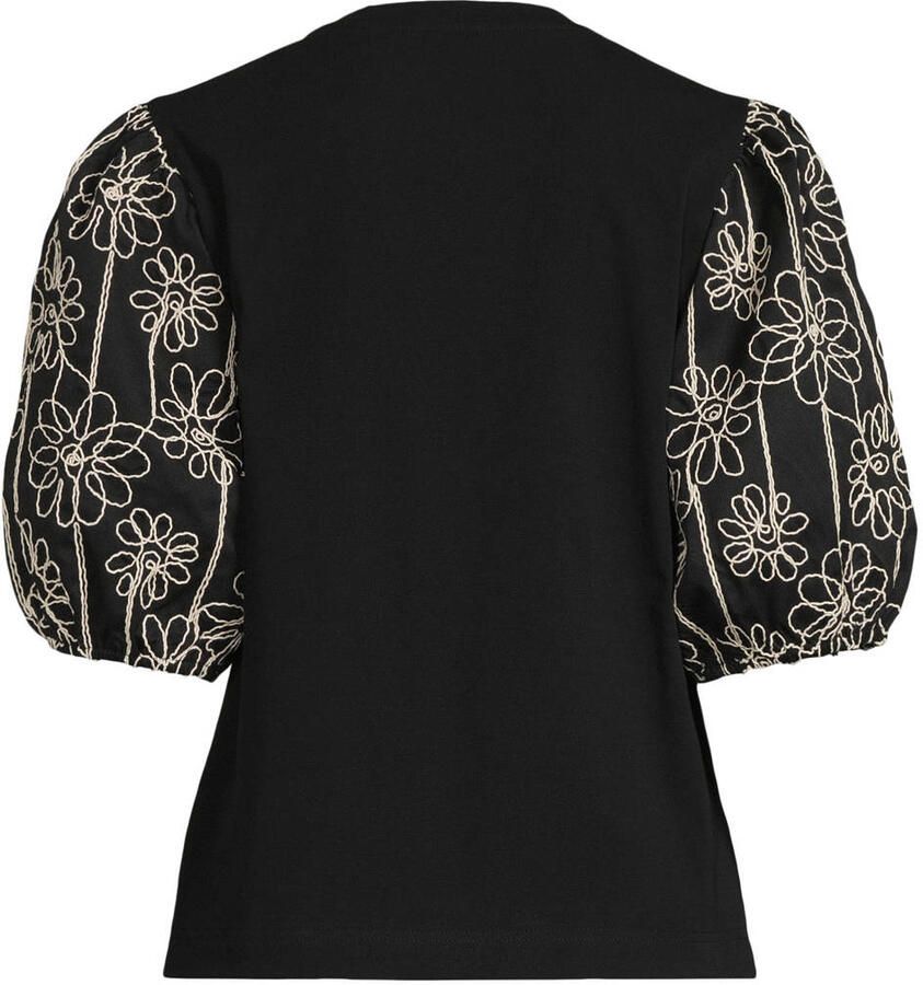 Anytime jersey top met pofmouwen zwart - Foto 2