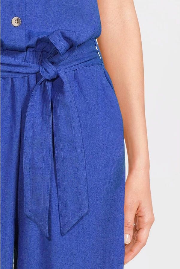 Anytime jumpsuit met linnen blauw