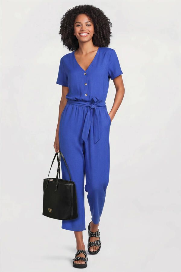 Anytime jumpsuit met linnen blauw - Foto 2