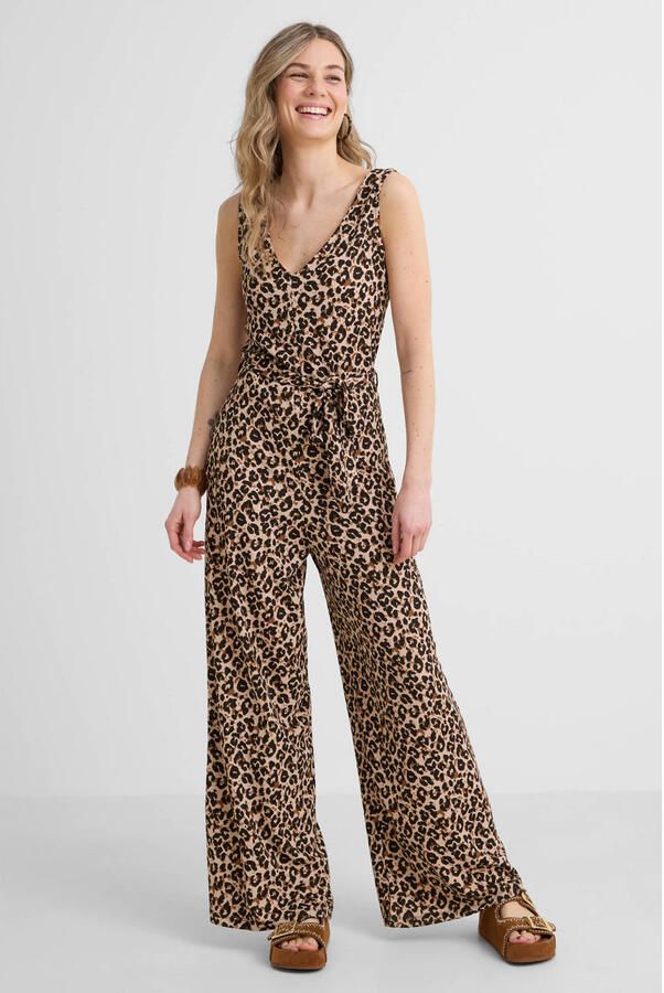 Anytime jumpsuit met panterprint bruin - Foto 2