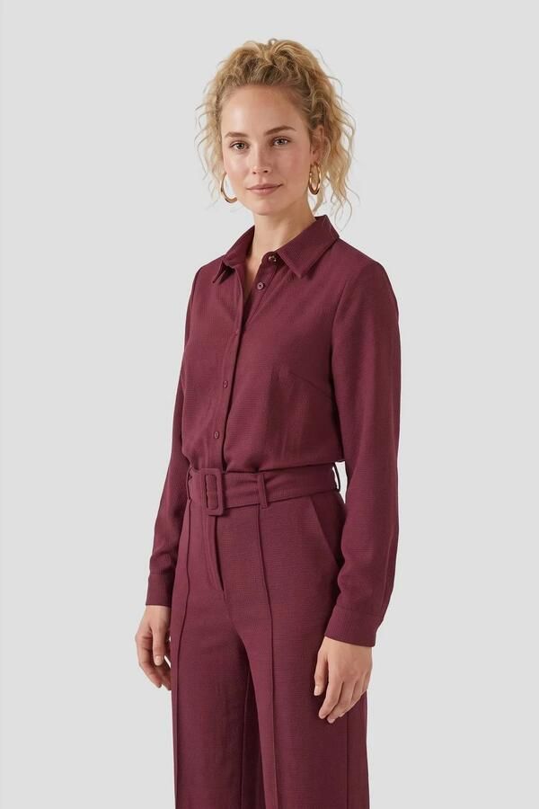 Anytime jumpsuit met riem bordeaux