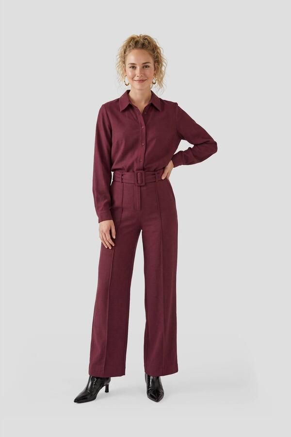 Anytime jumpsuit met riem bordeaux - Foto 2