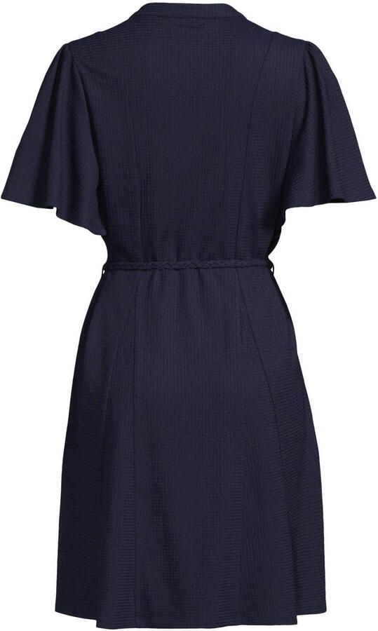 Anytime jurk met textuur en ceintuur donkerblauw - Foto 3