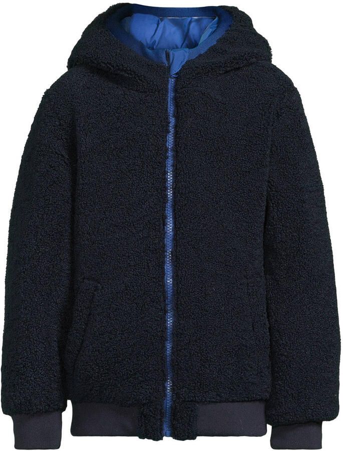 Anytime korte gewatteerde reversible jas blauw