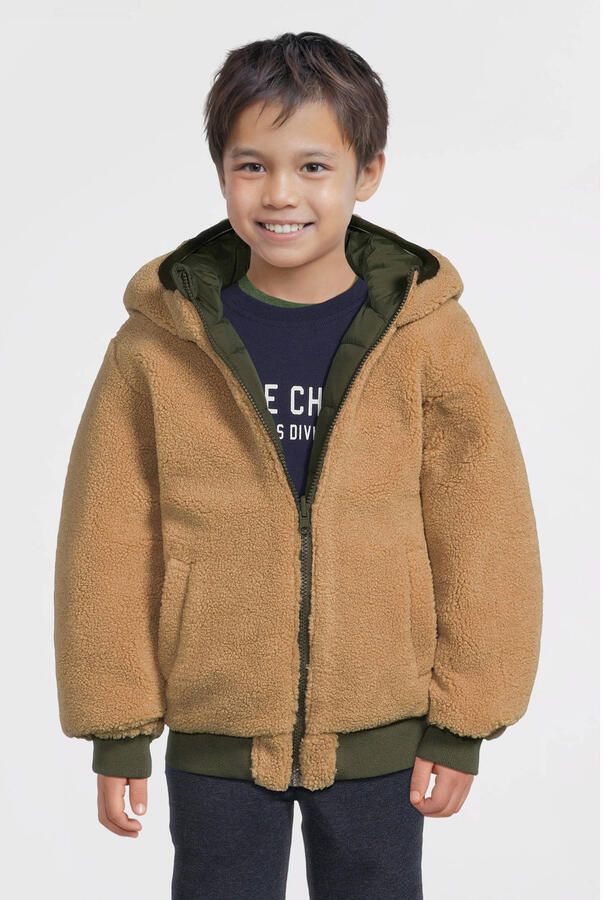 Anytime korte gewatteerde reversible jas khaki - Foto 3